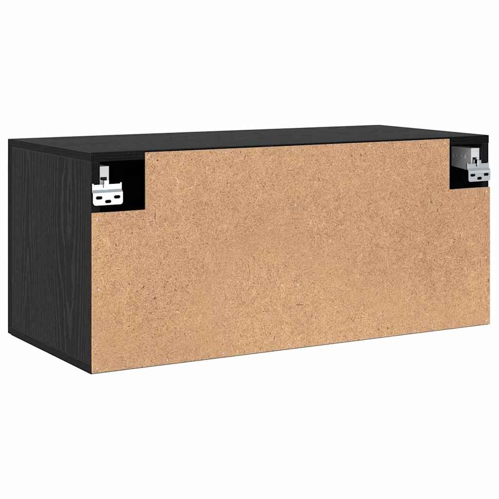 Wall Mounted Wall Cabinet Black Oak Effect 80 X 36.5 X 35 Cm