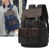 Vintage Canvas Backpack Men Large Capacity Drawstring Rucksack Casual Travel School Backpack Retro Daypack for College Students