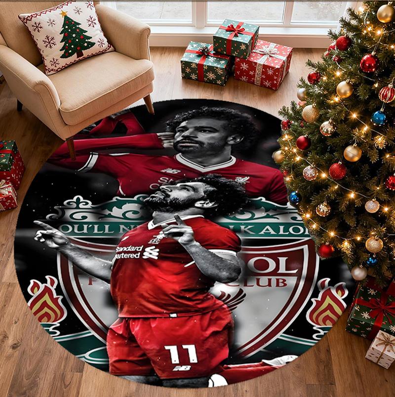 Kulatá rohožka se vzorem Liverpool F.C., Vnitřní/venkovní podložka, na piknik, do herny, ložnice, kanceláře, obývacího pokoje, Dekorativní koberec do domácnosti, Dárek k narozeninám