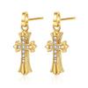 Hawaiian Cross Surgical Stainless Steel Both Ears Earrings, 316L, Gold, Reversible,