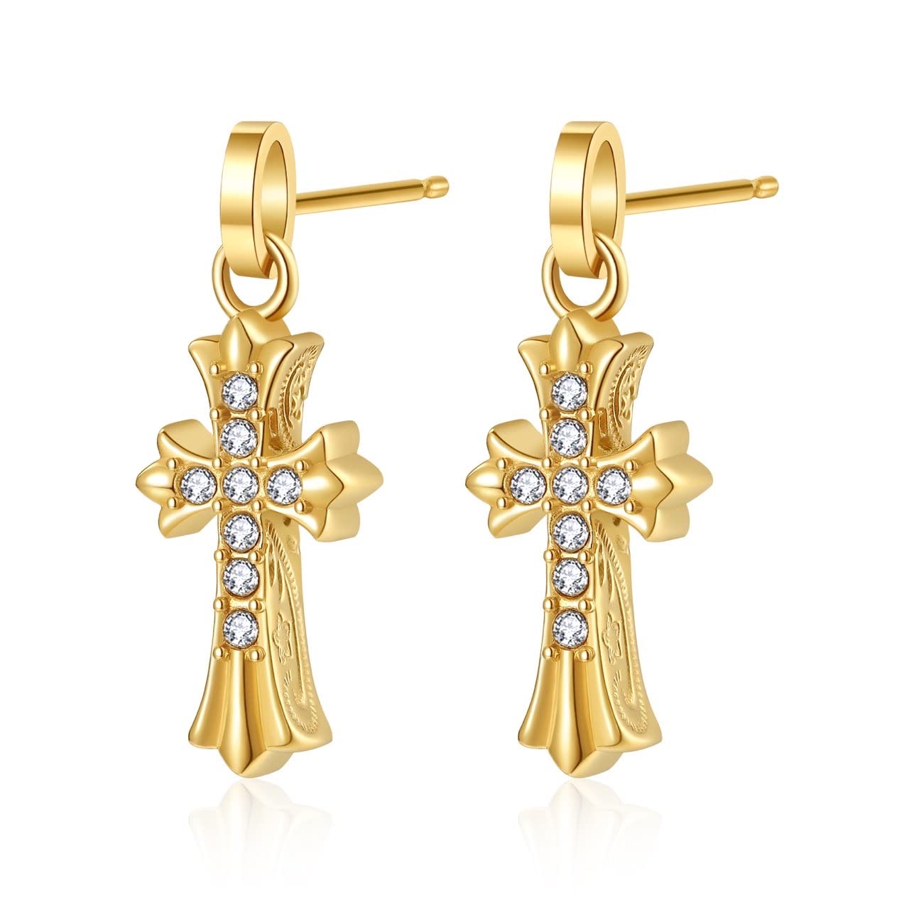 

Гавайський хрест хірургічна нержавіюча сталь сережки на обидва вуха, 316L, золото, двосторонні,