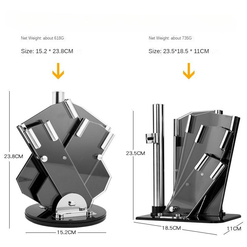 Akrylátový stojan na nože pro domácnost Kuchyňský vějíř Průhledný multifunkční úložný stojan na vysoké úrovni Nůž na řezání kostí Stolní držák na nože