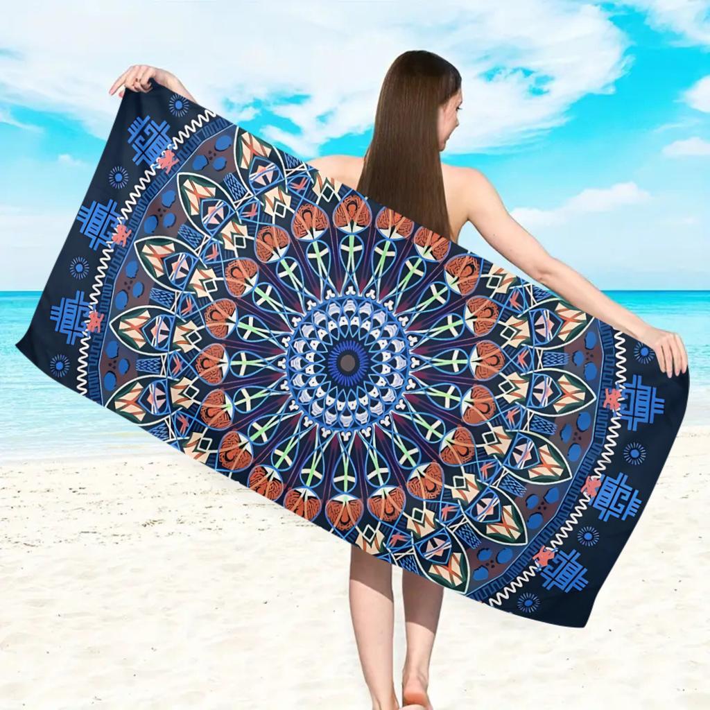 Blue Stripe Beach Towel Oversized Microfiber Quick Dry Sandproof Swimming Bath Towel for Pool Travel Camping