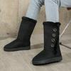 Winter Warm Lässig Mode Damen Schuhe Neu Knopf Bequem Flach Einfarbig Schlicht Schneestiefel Botas Mujer Chaussure Femme