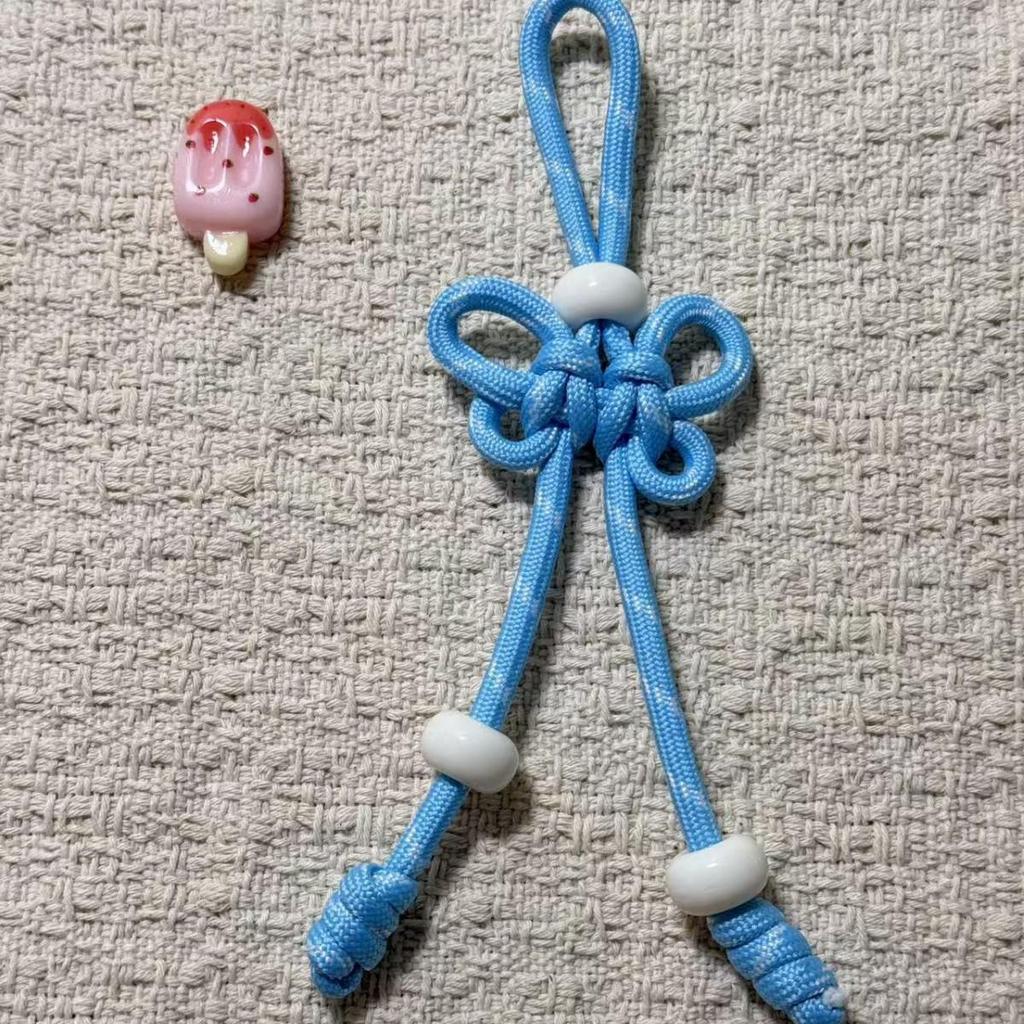 Handmade Colorful Nylon Rope Phone Lanyard with Pearl Knot Buckle Pendant