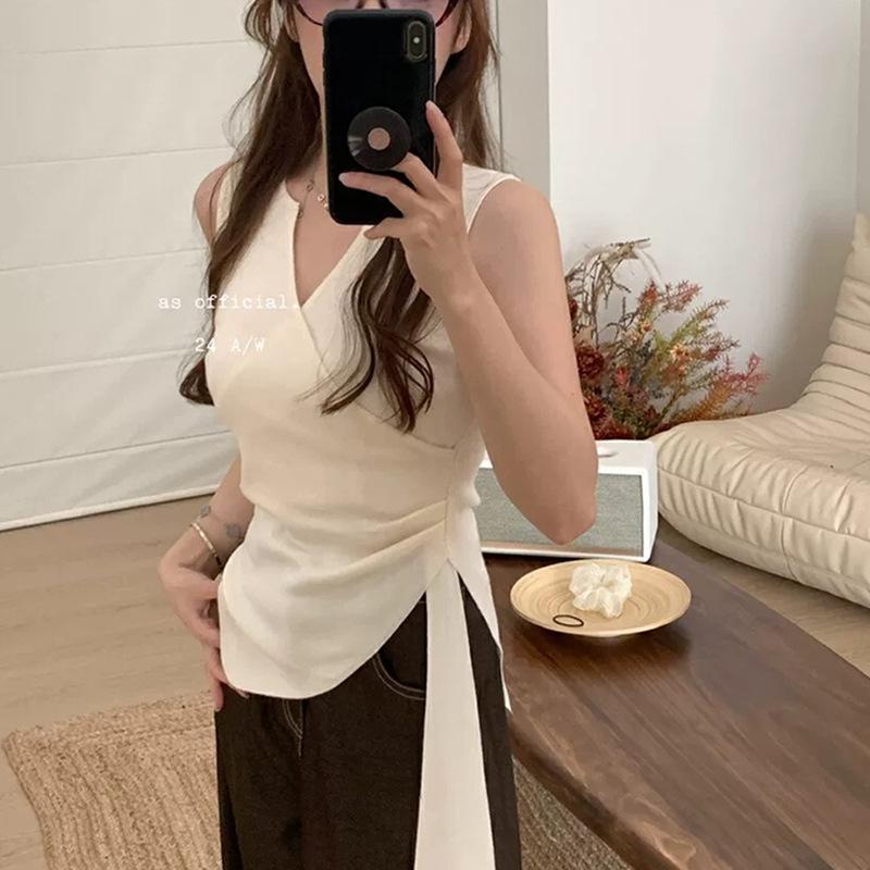 Irregular Ribbon V-Neck Camisole: Women's Chic Summer Slimming Top