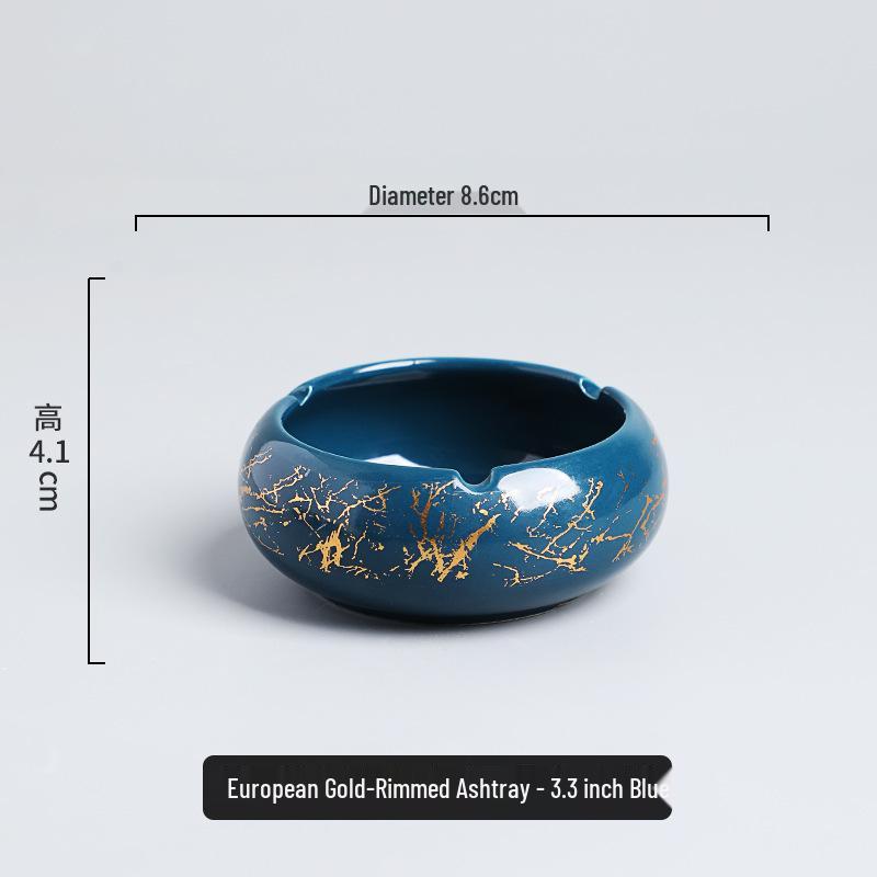 Luxury Gold-Plated Ceramic Ashtray for Home or Office