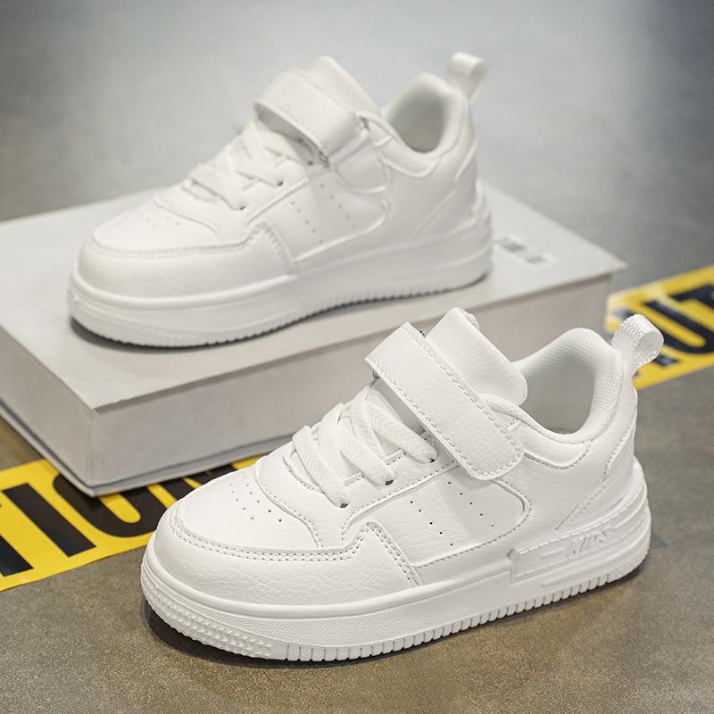 

Popular thick-soled classmates, boys and girls, four-season casual little white shoes, student shoes, cold sticky sports shoes, boys board shoes 28 белый