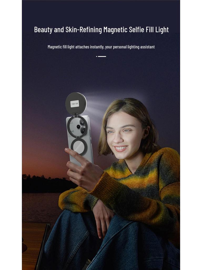 Portable Magnetic Fill Light & Makeup Mirror for Live Streaming and Travel