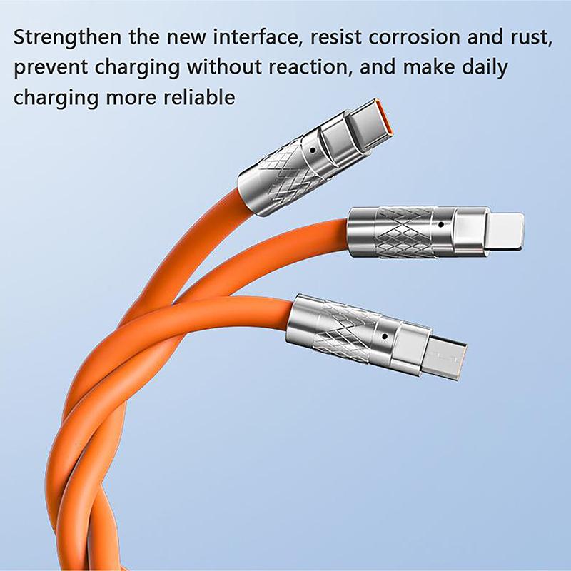120W Three Colors Super Fast Charging Data Cable Hight Quality 3 In 1Type-C Data Line For Mobile Phone 6A Data Cable