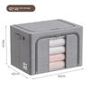 Bangnimeijia Tianshan Cotton And Linen Antibacterial Clothing Storage Box, Foldable Wardrobe Organizer for Clothes And Quilts, Misty Gray, 100L