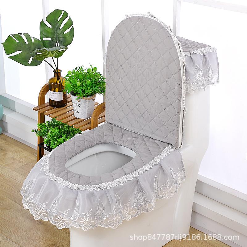 

Застежка-молния Легко установить Чехол для унитаза Пылезащитный и устойчивый к пятнам Кружевная ткань Коврик для унитаза Универсальная подушка-сиденье Легко снимается и стирается Toilet cover mat 3sets