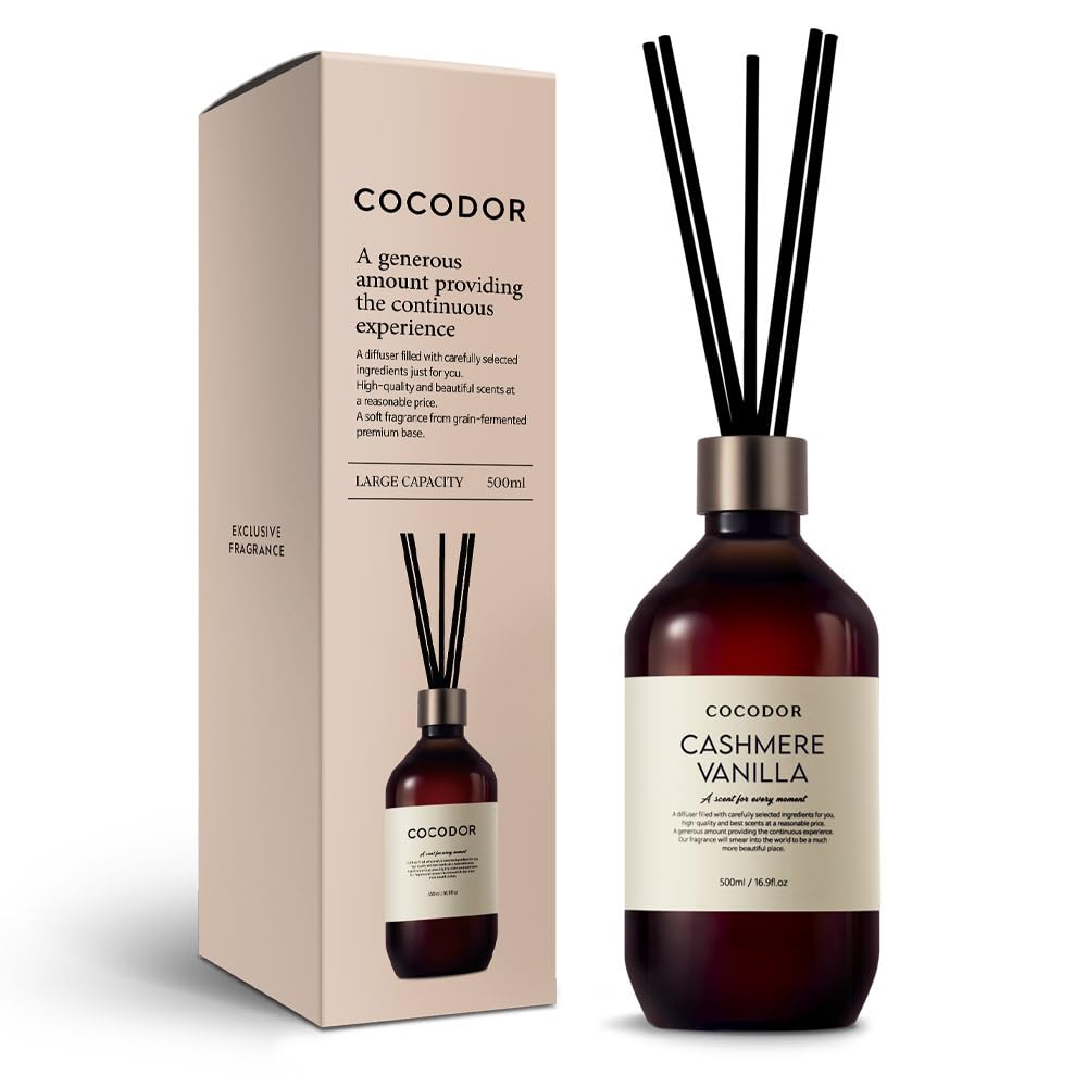 COCODOR Premium Reed Cashmere Large Room Air Popular Gift Diffuser, 500ml, Vanilla, Capacity, Fragrance, Freshener,