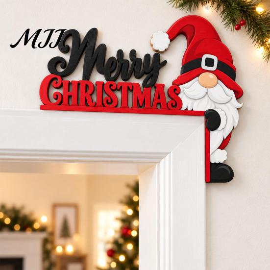 Indoor Holiday Door Sign Christmas Wooden Corner Decor, Festive Gnome/Gingerbread House/Letter Frame Sign, No Unique Gift Idea Drill Topper