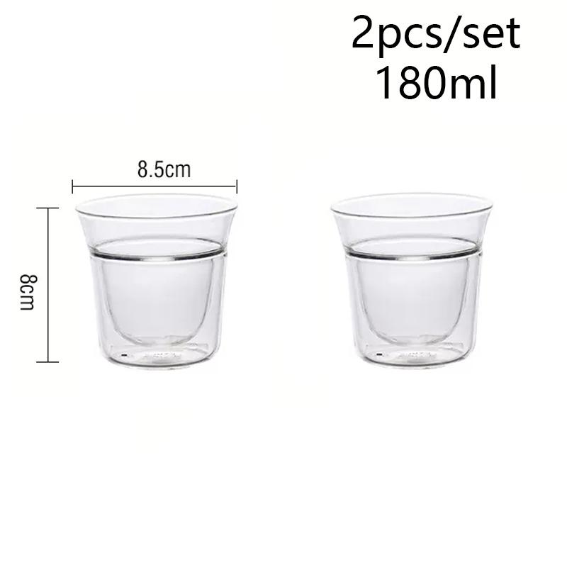 FOME 1/2pcs Double-walled Glass Coffee Cup Clear Insulated Espresso Cups Heatresist Milk Teacup Brandy Wine Drinking Glasses