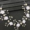 Bridal White Flower Headband Soft Ceramic Rose Headdress Pearls Hair Vine for Banquet Wedding Masquerade