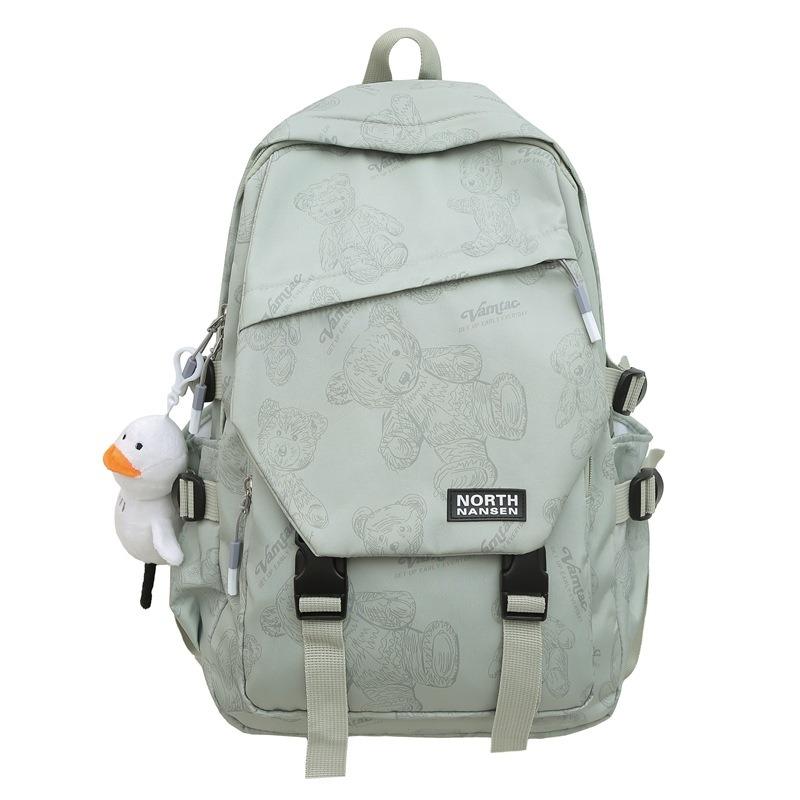 Printed Cute Bear Schoolbag Junior High School Student Female Versatile Backpack Male Large Capacity Wind Backpack Female Middle School Student