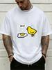 Funny Retro Chick Fried Egg Bro Dialogue Cartoon Graphic Print Unisexs Crew Neck Short Sleeve Tee Casual Daily Soft Basic Wear Top