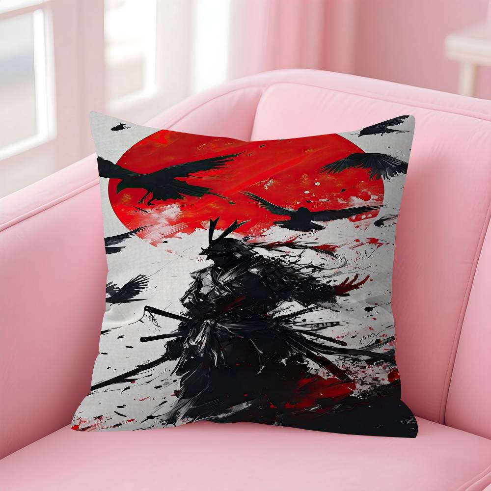 Landscape Samurai Geisha Bonsai Torii Gate Sakura Pillow Cover For Bedroom Room And Living Room Sofa Decorative Cushion Cover