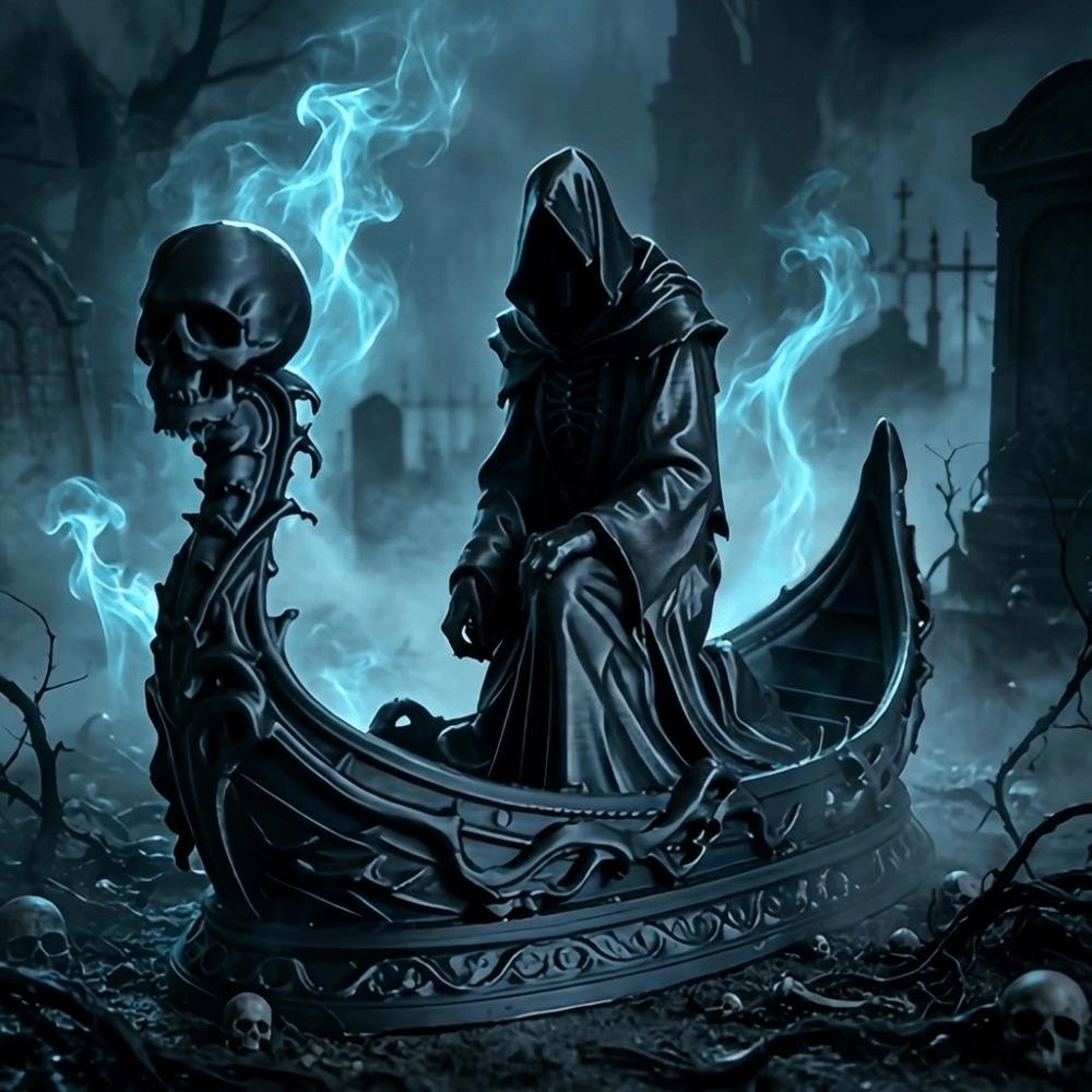Resin Grim Reaper Statue Gothic Style Death God Decoration Ornament Ferryman Sculpture Desk Decor