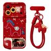 Red Embroidered Three-dimensional Pony for Apple 17pm New Year's 16 Pro Year of the Horse 15 Women 14 Soft 13 Sets of Mobile Phone Cases