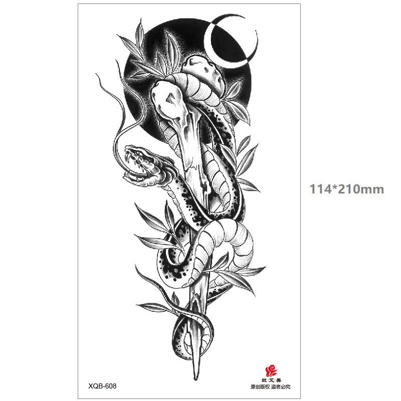 Dragon Wolf Tiger Black Water Transfer Simulation Disposable Temporary Half-Arm Animal Set Tattoo Sticker