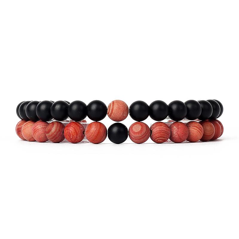 2pcs/Set Couples Distance Bracelets Tiger Eye Natural Chakra Lava Stone Beaded Yoga Bracelets for Men Women Elastic Rope Jewelry