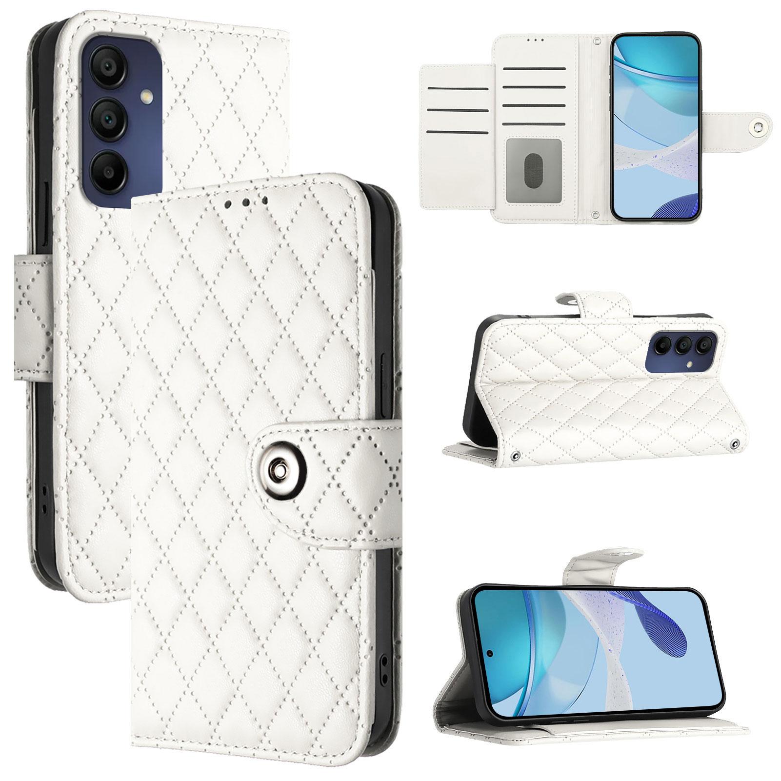 

For Samsung Galaxy A16 5G/A16 4G Leather Case Phone Stand Cover with 7 Card Slots and Hand Strap White