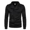Mens Lapel Collar Motorcycle Jacket, Asymmetric Zipper Long Sleeve Casual Outerwear for Daily Wear