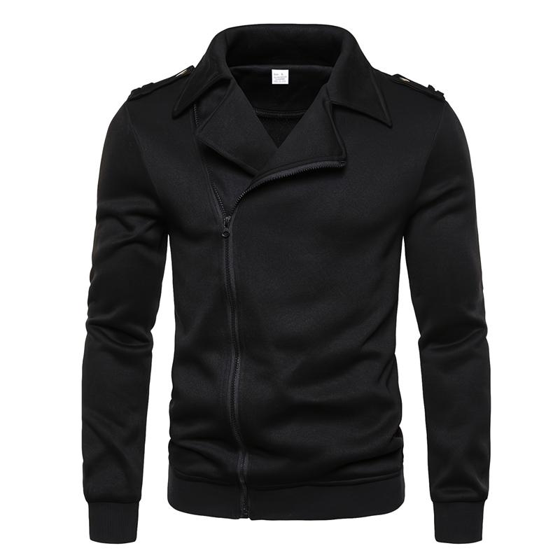 Mens Lapel Collar Motorcycle Jacket, Asymmetric Zipper Long Sleeve Casual Outerwear for Daily Wear