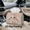 1pc, 2d Flat Printing, Tissue Box Cute Rabbit with Coffee and Flowers Pattern Printing Party Tissue Box, Multifunctional Kitchen and Dining Table, Cof