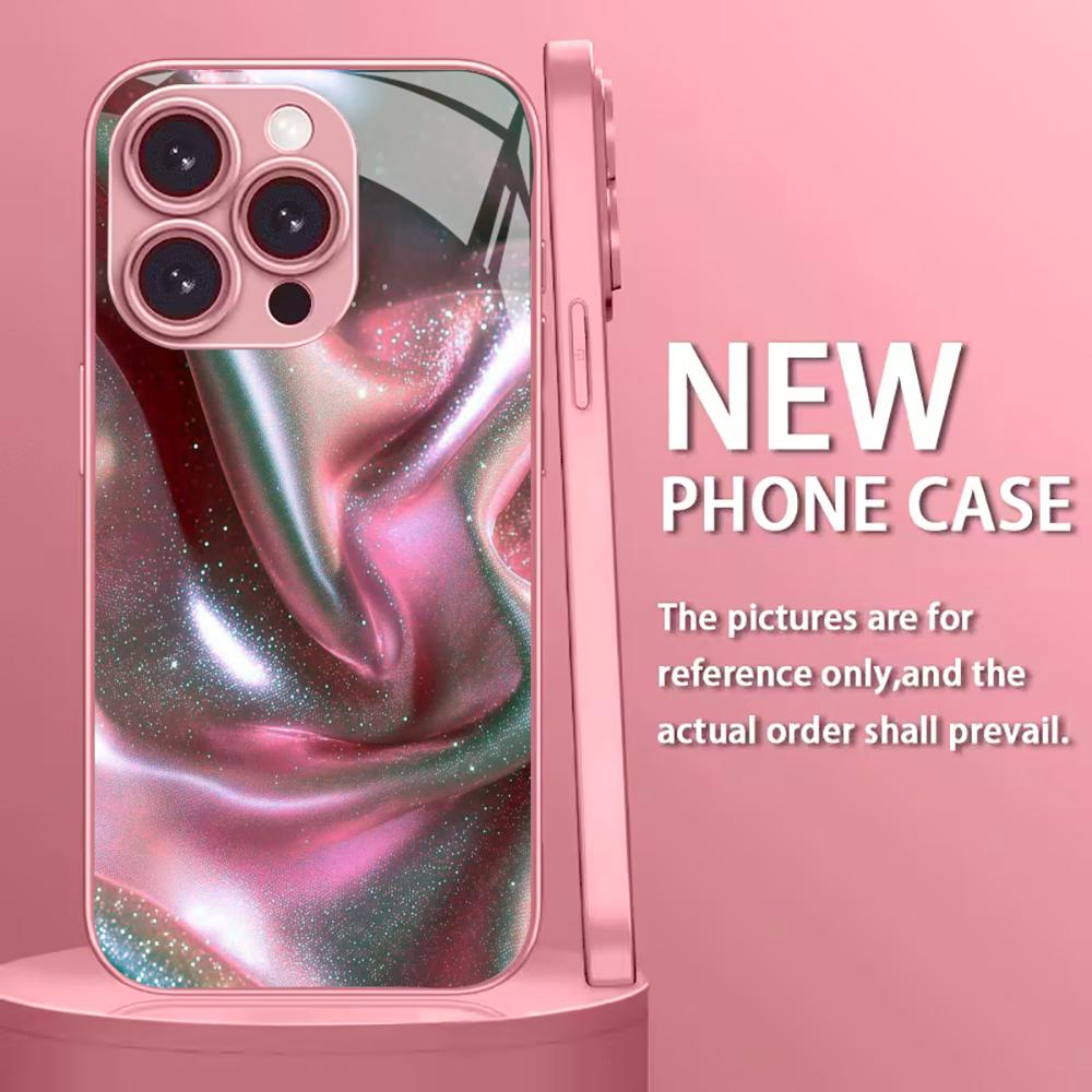 Greative Pink Phone Case High-end Phone Case Electroplated Glass TPU PhoneCase for iPhone 17 16 15 14 13 12 11pm Pro Plus