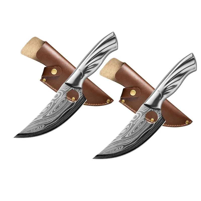 Damascus Laser Kitchen Knife Butcher Boning Knife Meat Cleaver Knife Fruit for Vegetable Fish Cutting Knife Kitchen Accessories