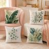 Watercolor Neutral Botanical Leaves Pillow Case Organic Short Plush Cushion Covers Breathable Washable WrinkleResistant