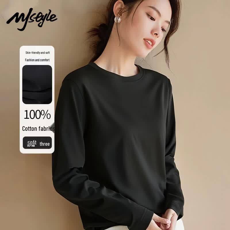 MJ STYLE Pure Cotton Long Sleeve T-Shirt for Women