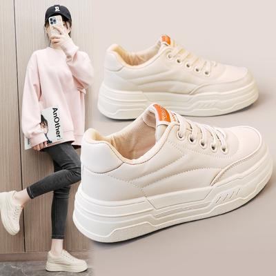 W5516 Pantofi sport noi de primăvară și vară Pantofi albi, simpli și respirabili, cu platformă, care mărește înălțimea, pantofi casual pentru studenți