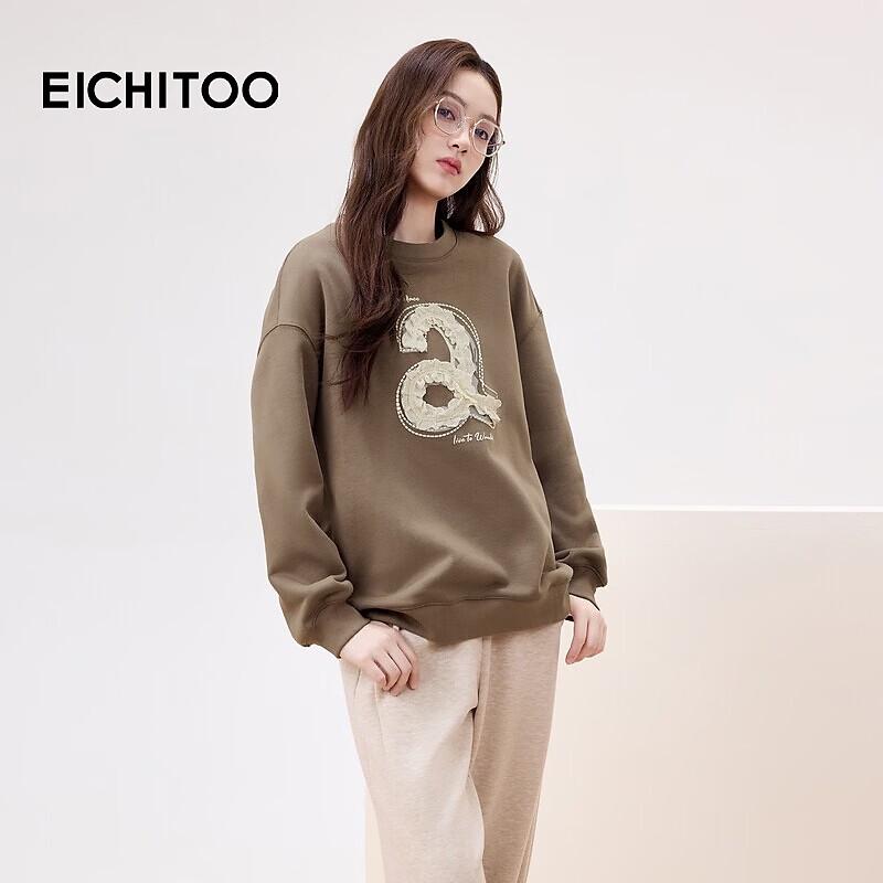 EICHITOO Women s Plush Round Neck Sweatshirt with Lace Trim M