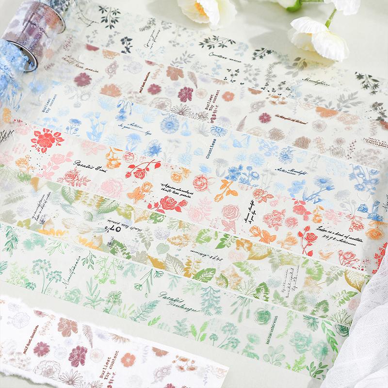 Journal GO 4,5x200cm Pflanzenheilzeit PET-Klebeband-Aufkleber für handgemachte Notizbücher Dekorativer Hintergrund Collage Scrapbooking-Klebeband