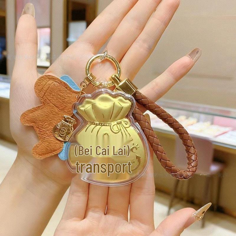 999 Solid Gold Wealth-Attracting Lucky Bag Keychain Pendant - Small Gift