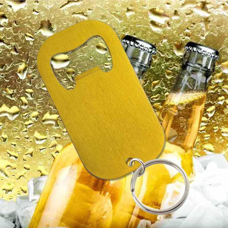 Stylový nerezový otvírák na klíče s laserem gravírovaným LOGEM na pivo a sodu