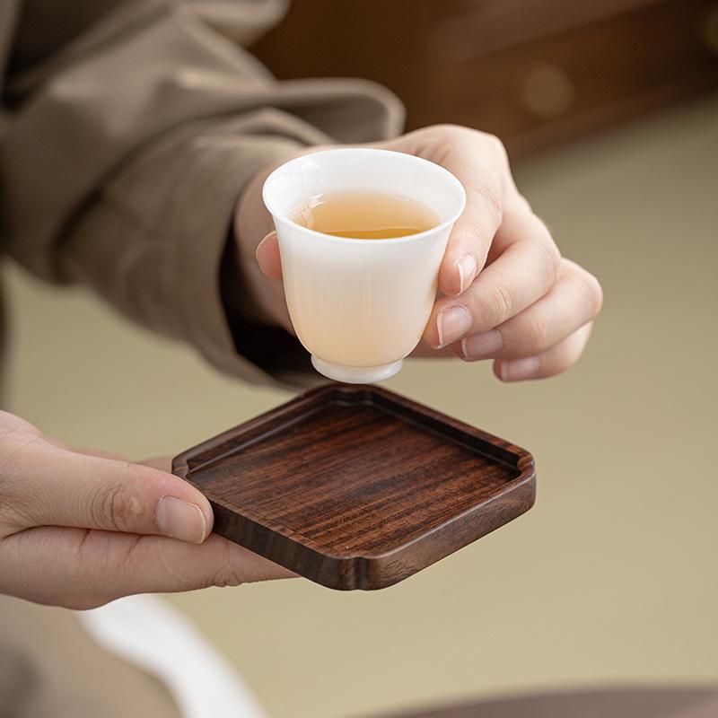 Ebony Solid Wood Coaster Tea Ceremony Kung Fu Tea Cup Holder Creative Tea Set Accessories Wooden Heat Insulation Pad