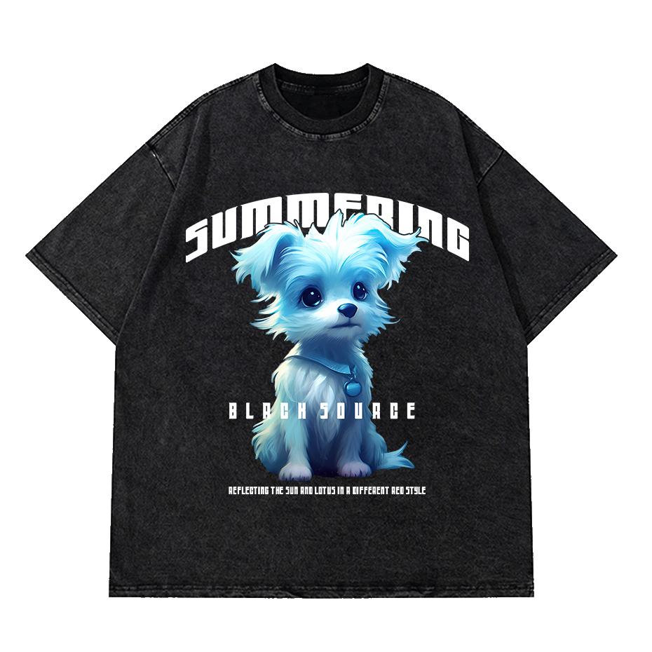 

Vintage Dog Graphic T Shirt Washed Oversized Short Sleeve Pet Lover Streetwear Tee Tops for Men Women Aesthetic Animal Print S