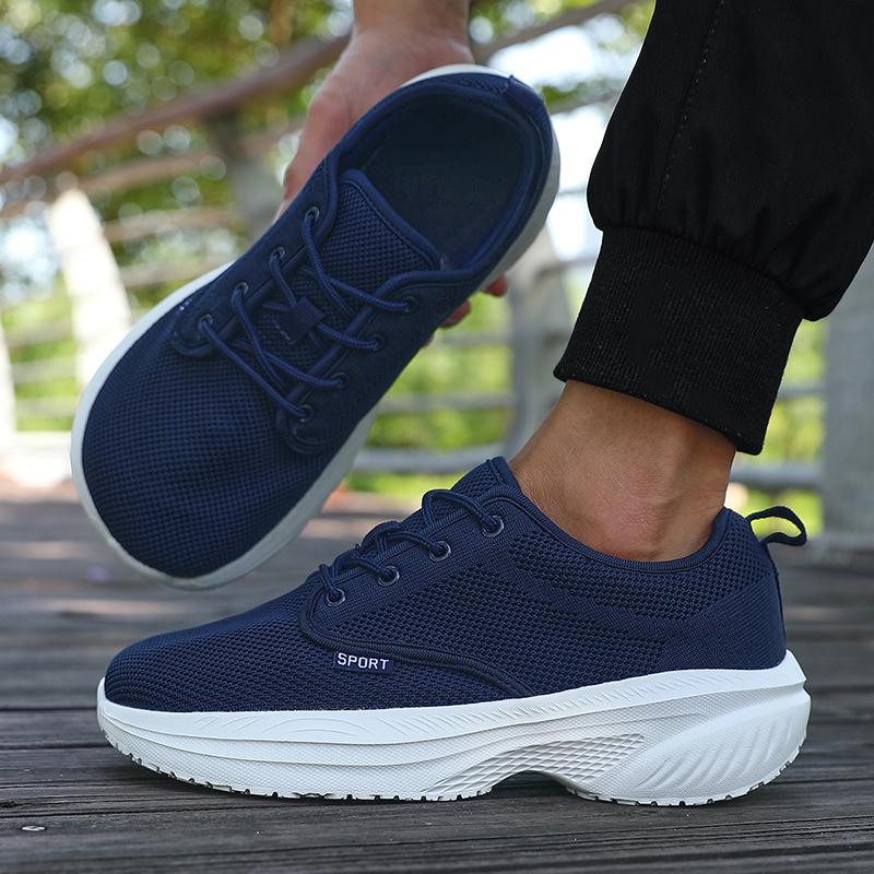 Men Platform Wide Last Shoes Breathable Thick Soled Sneakers Minimalist Versatile Soft Soled Comfortable Wide Foot Walking Shoe