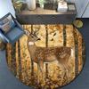 Forest Deer Round Area Rug,Carpet Rug for Living Room Bedroom Sofa Playroom Decor,Non-slip Floor Mat