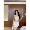Lace Splicing Mesh Sleeveless Tube Top Dress Women's Summer Slim-fitting White Skirt Pure Waist and Hip Short Skirt