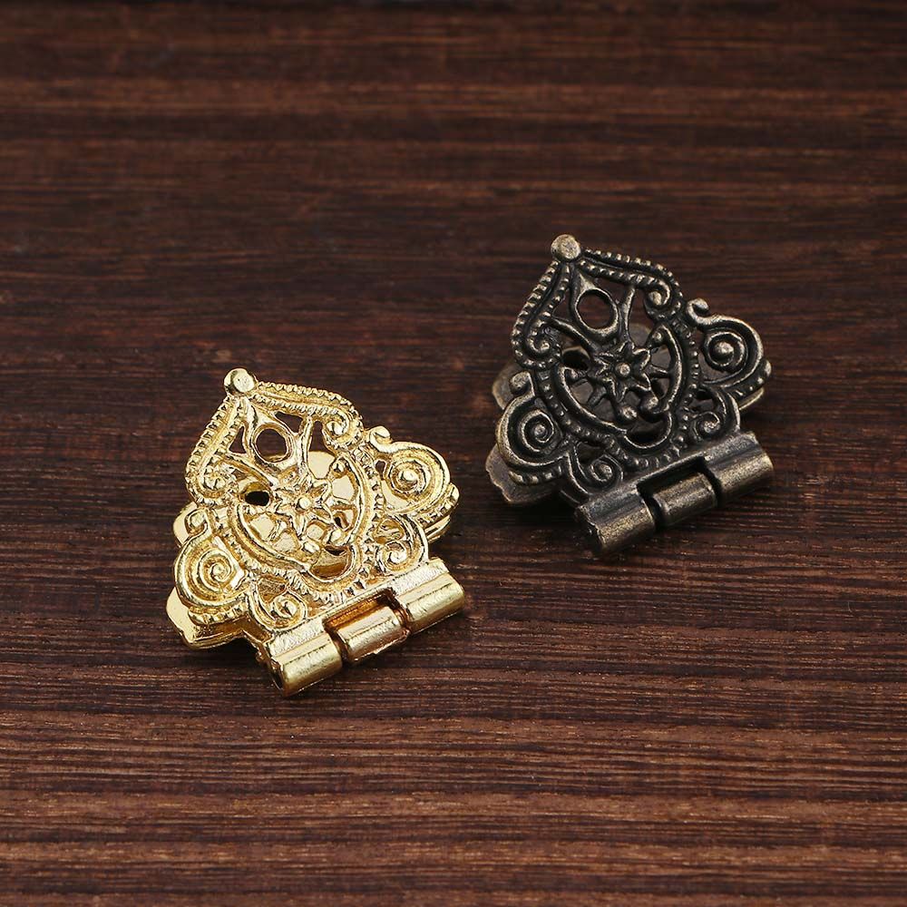 Wooden Box DIY Mini Alloy Lace Chinese Style Antique Butt Hinges Hollow Flower Furniture Hardware