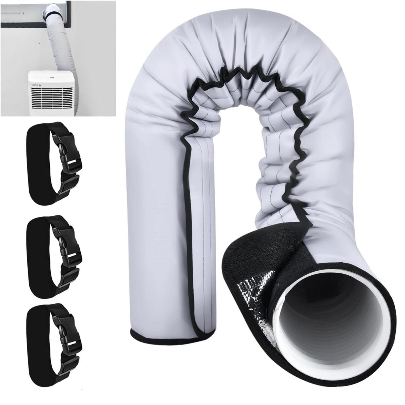 Portable Air Conditioner Duct Vent Cover Hose Protector Insulated Black Aircon Sleeve With Adjustable Elastic Bands