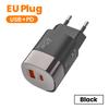 Dual Ports USB Type C Charger Fast Charging 45W QC PD 3.0 Travel Wall Charger Adpater Fast USB Chargers For Phone EU US UK Plug 5