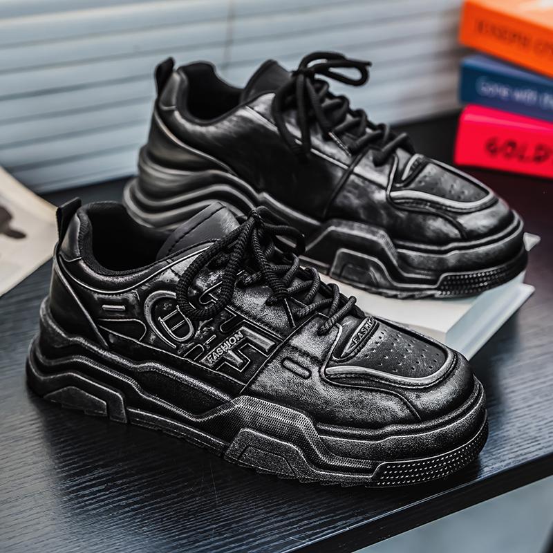 

Men s Casual Four Seasons Fashion Skateboarding Students Comfortable Sneakers Boys Trending Soft Sole Breathable Shoes 39 чорний