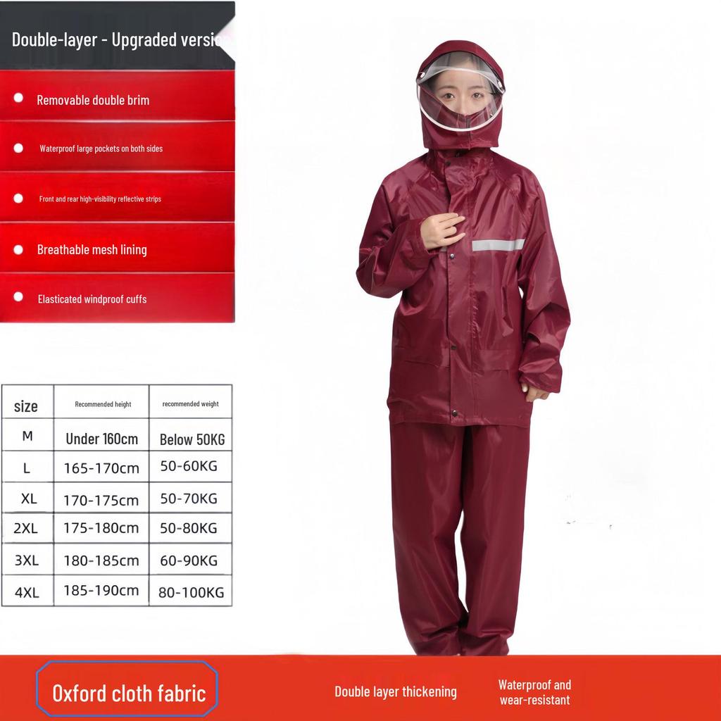Protective Reflective Motorcycle Rain Suit - Ideal for Construction, Cycling & Riding